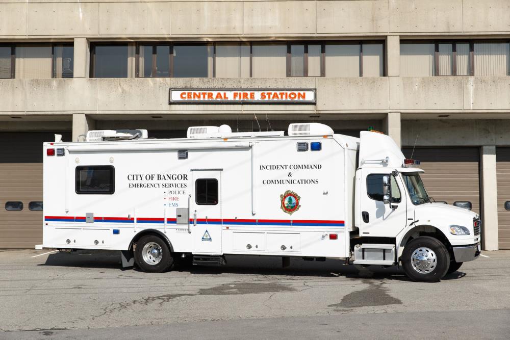 Mobile Command Vehicle in Front of Central Fire Station