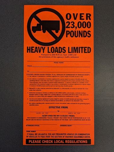 Posted Road Flyer for Heavy Loads Limited