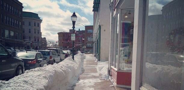 Central Street Sidewalk Covered with Snow