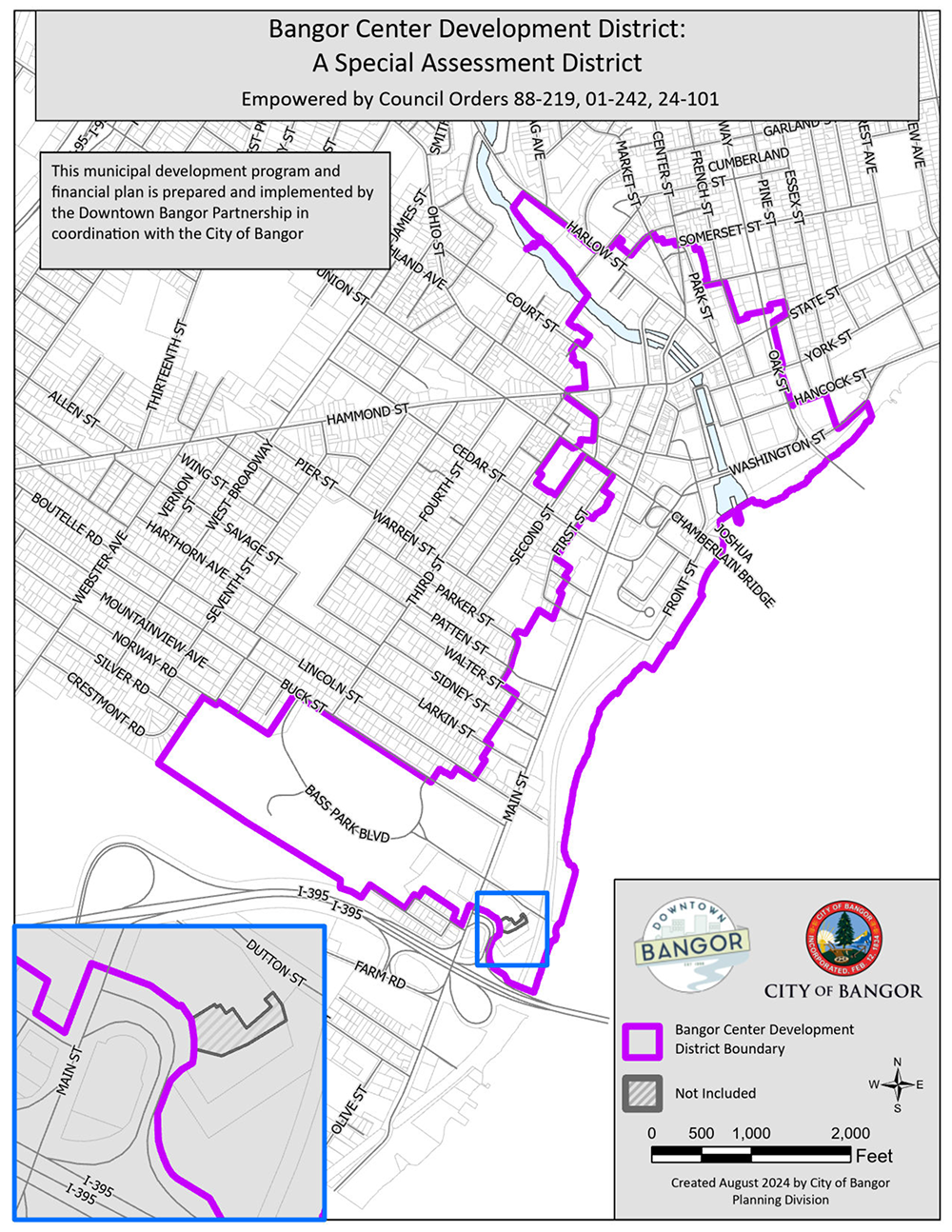 Bangor Center Development District Map effective 4.1.2024 Assessing