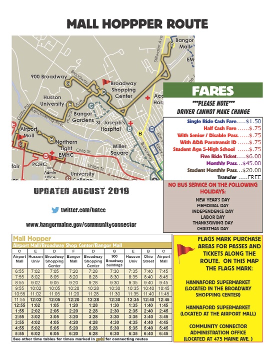 Welcome To The City Of Bangor Maine Mall Hopper Route